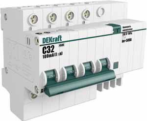 Выключатель автоматический дифференциального тока ДИФ-101 4п 32А C 100мА тип AC (7 мод) | 15032DEK DEKraft APC