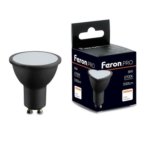 Лампа светодиодная LED 8вт 230в GU10 теплый черный корпус Feron.PRO - LB-1608 48958