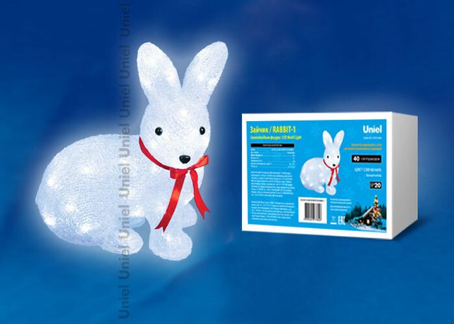 Гирлянда светодиодная "Зайчик" ULD-M2732-040/STA WHITE IP20 RABBIT-1 40LED 27х15х32см бел. Uniel 11032