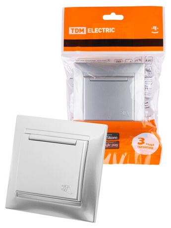 Розетка 2П+З 16А 250В IP44 с крышкой серебр. металлик "Лама" | SQ1815-0226 TDM