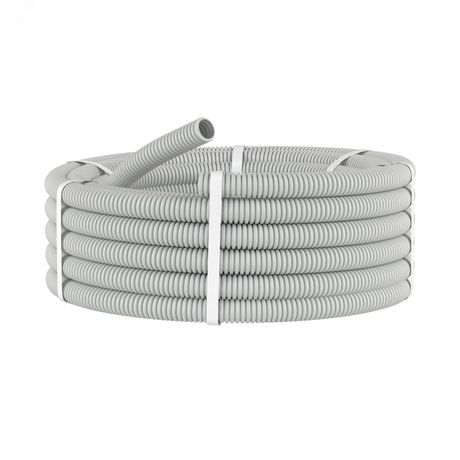 Труба гофрированная ПВХ гибкая легкая d16мм без протяжки сер. (уп.50м) DKC 9091650 ДКС