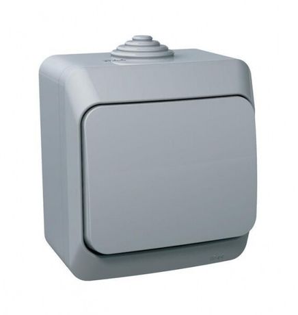 Переключатель проходной 1-кл. ОП Этюд 10А IP44 10AX сер. SE BA10-046C APC