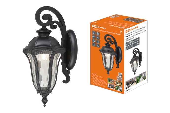 Светильник садово-парковый "Вена" 60 Вт, вниз, алюм., прозрачное/черный, Е27 | SQ0330-0203 TDM