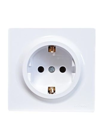 Розетка 1-м ОП LETO с заземл. ПБТ бел. LEZARD 752-0200-122B