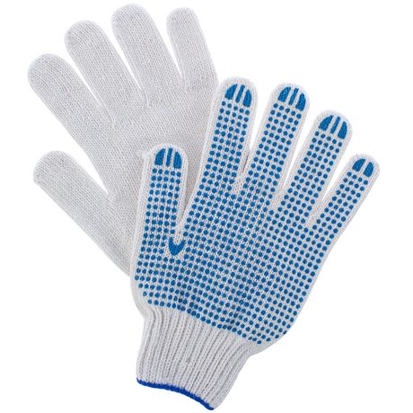 Перчатки хлопчатобумажные Сибртех ПВХ Точка 7 класс 6 нитей 61 г 67703