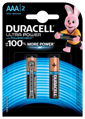 Элемент питания алкалиновый AAA/LR03-2BL Ultra Power (блист.2шт) Duracell Б0038760