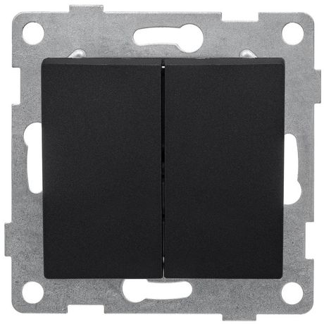 Выключатель двухклавишный Bravo, механизм, 10А, 250В, графит - С10В2-010 GUSI