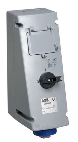Розетка с рубильником, механической блокировкой и ВА 316MPM6W, 16А, 3Р+Е, IP67, 6ч | 2CMA167957R1000 ABB
