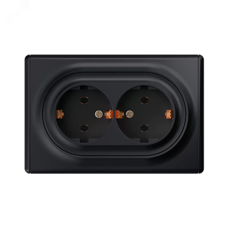 Розетка двойная, в сборе, с заземлением винтовые контакты, цвет чёрный (серия Florence) - 2172813 ССТ