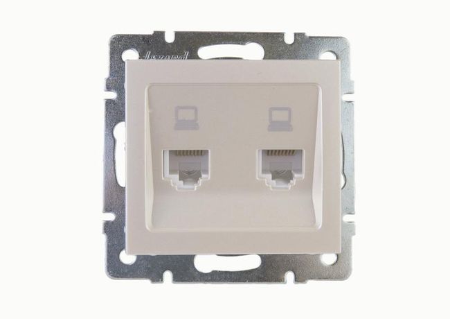 Механизм розетки комп. 2-м Рейн жемчуж.-бел. перламутр Lezard 703-3088-141