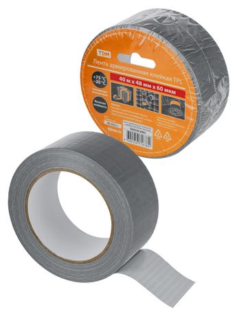 Лента армированная клейкая TPL, серебристая, 48 мм х 40 м TDM | SQ0526-0903