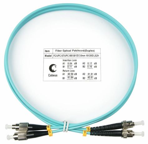 Шнур оптический duplex 1м FC-ST 50/125 mm OM3 LSZH FOP-50-FC-ST-1m - 7566c Cabeus