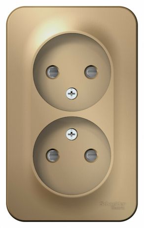 Розетка BLANCA наружная двойная, без заземления, со шторками, с изолирующей пластиной, 16А, 250В, титан - BLNRA001214 APC