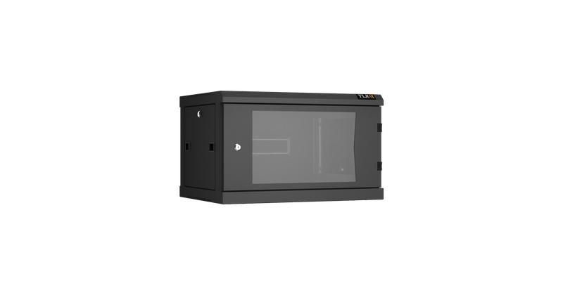 Настенный шкаф 19 дюймов, 6U, стекло, 600х450, разборный, BK - ЭКО47678 TLK TWC-066045-R-G-BK