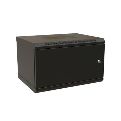 Шкаф настенный 19-дюймовый 19'''' 6U 367x600х600мм металлическая передняя дверь с замком черный RAL 9004 WRline '''' - 520240