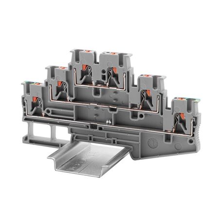 Клемма трехуровневая, два проходных уровня и заземление, зажим push-in, 6 точек подключения, 2.5 кв.мм | VPRTT-2.5-3L-LLPE DKC ДКС