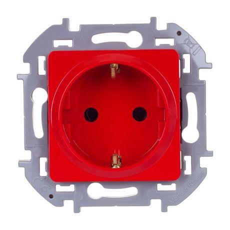 Розетка с заземлением - Legrand Inspiria со шторками 16А 250В винтовые зажимы красная 673734