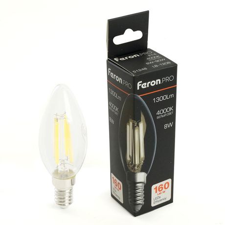 Лампа светодиодная LED 8вт Е14 белый свеча FILAMENT Feron.PRO - LB-1208 51248