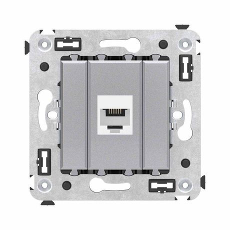 Телефонная розетка RJ-12 без шторки в стену одинарная, "Avanti", "Закаленная сталь" | 4404613 DKC ДКС