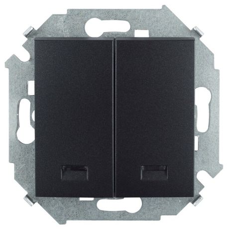 Выключатель двухклавишный с подсветкой, 16А 250В, винтовой зажим, графит S15 - 1591392-038 Simon