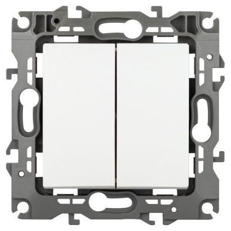 Переключатель перекрестный ЭРА Серия 12 12-1112-01М двойной, 10АХ-250В, белый матовый | Б0065676