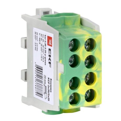 Клемма распределительная КСР с двойным винтом 2x35/2x25 желто-зеленая PROxima | ksr-2.35-2.25-y-green EKF