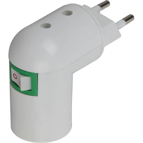 Переходник вилка-Е27 с выключателем, белый (20/200/3600) ЭРА - Б0027981