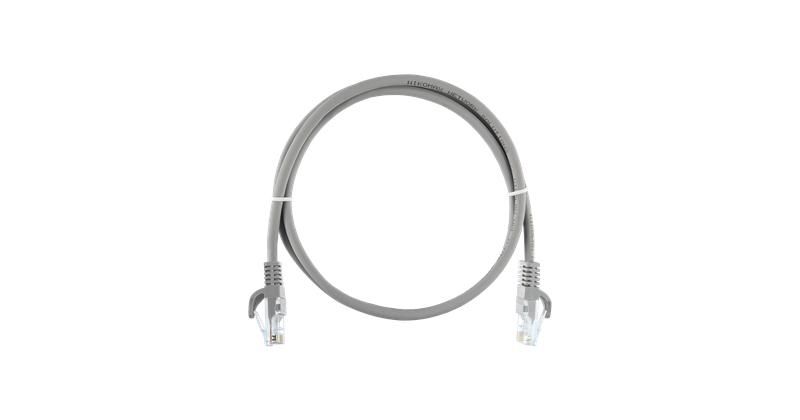 Шнур коммутационный кат.5E (класс D) U/UTP 4 пары 25 AWG (7х175мм) 100МГц 2хRJ45 (8P8C) T568B заливной с защитой защелки мж BC чистая медь LSZH нг(А)-HFLTx сер. 5м NIKOMAX NMC-PC4UD55B-ES-005-C-GY