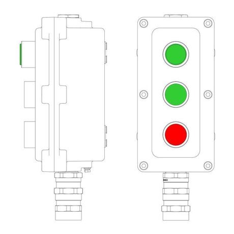 Пост управления взрывонепроницаемый из алюм. LCSD-03-B-MB-L1G(220)x1-P1G(11)x1-P1R(11)x1-PBMB-KA2MHK DKC LCSD21000107 ДКС