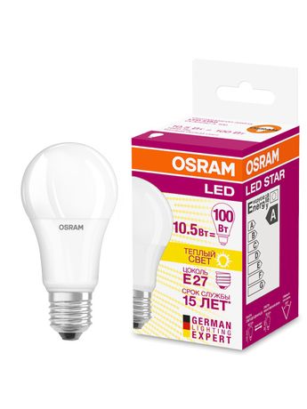 Лампа светодиодная LED Star Classic A 100 10W/827 10Вт грушевидная матовая 2700К тепл. бел. E27 1060лм 220-240В пластик. OSRAM 4052899971578