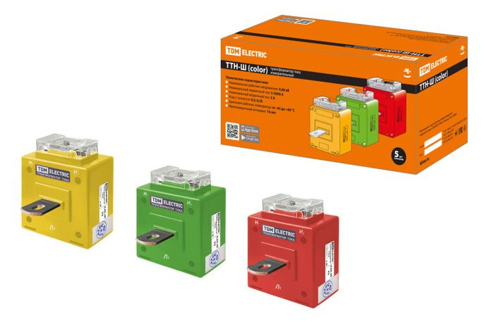 Трансформатор тока ТТН-Ш 250/5- 5VA/0,5-Р (3 шт., color) | SQ1101-1205 TDM