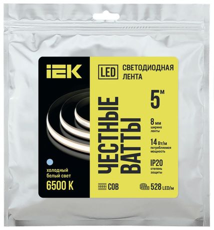 Лента светодиодная COB-528LED freecut 14Вт/м IP20 24В 6500К (уп.5м) IEK LSR11-2-528-20-05 IEK (ИЭК) арт. LSR11-2-528-20-05