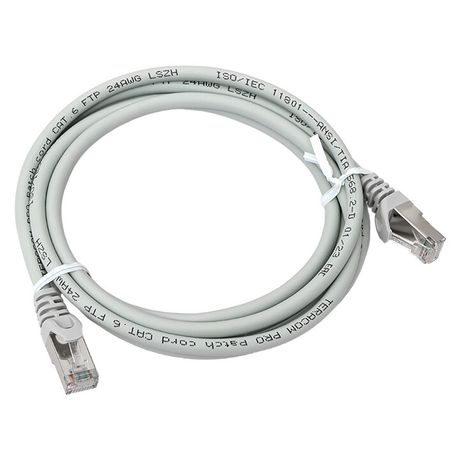 Патч-корд TERACOM PRO Cat.6 экранированный FTP оболочка LSZH серый (2,0м) | TRP-6FTP-LSH-2M-GY EKF