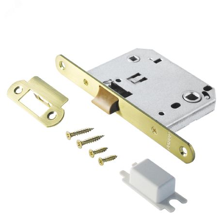 Защелка врезная универсальная без ручек для деревянных межкомнатных дверей, АЛЛЮР АРТ L7050PR SB золото матовое - 11559 ПТК
