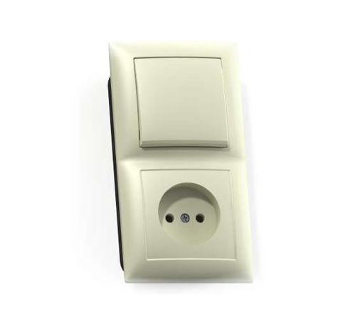 СЕЛЕНА Блок комбинированны скрытой установки (одноклавишный выключатель +розетка) БКВР-408, слоновая кость - 8170 Кунцево