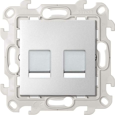 Розетка компьютерная 2-м СП Simon 24 RJ45 кат.5E UTP IP20 механизм алюм. 2450593-033
