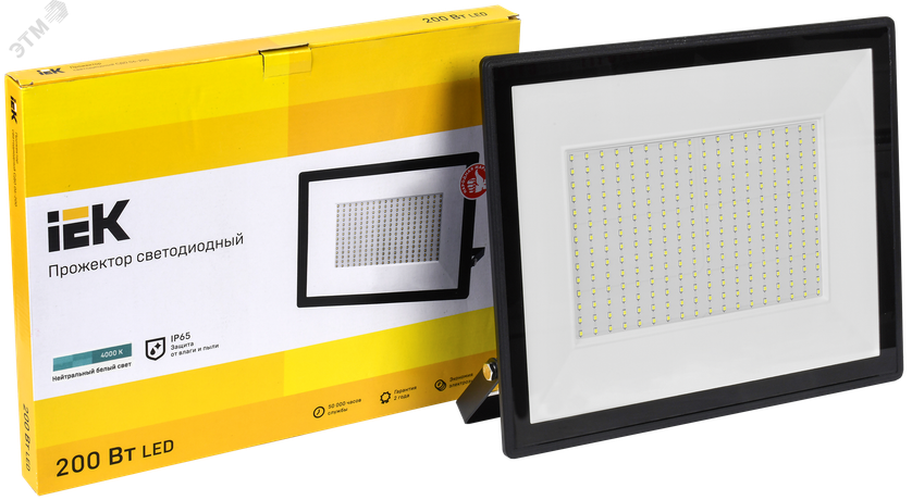 Прожектор светодиодный СДО 06-200 IP65 4000К черный | LPDO601-200-40-K02 IEK