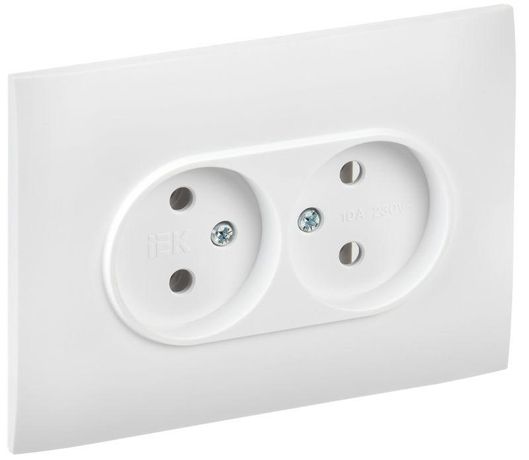 Розетка 2-м SKANDY 10А без заземл. защ. шторок в сборе SK-R10W арктич. бел. IEK SK-R20-10-K01-F