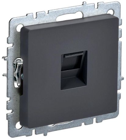 Розетка компьютерная СП RJ45 кат.6 BRITE РК11-БрГ механизм графит IEK BR-K10-2-K53