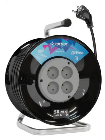 Удлинитель КОСМОС катушка 16А 4 гн ПВС 2*1,5 50м - YKKsm50m-4g(16A)