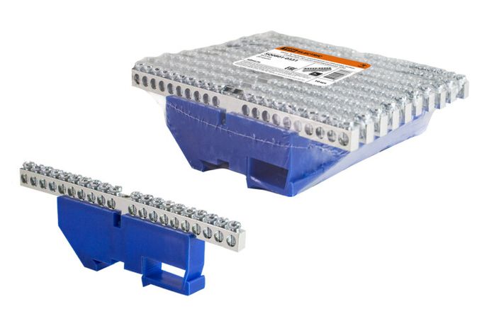 Шина "N" нулевая с изолятором на DIN-рейку 6x9мм стойка бол. 20 групп никелированная | SQ0801-0331 TDM