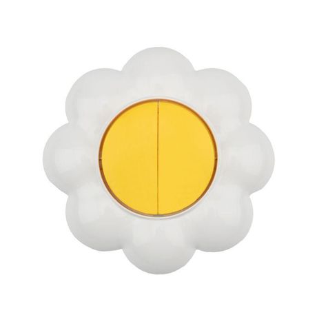 Выключатель двухклавишный HAPPY Ромашка скрытой установки, желтый/белый | KR-78-0621 Kranz