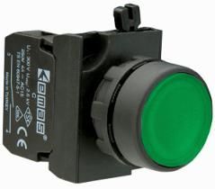 Кнопка нажимная круглая CP202DY (2НЗ) зел. EMAS