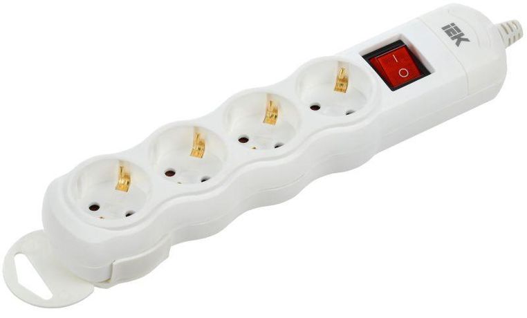 Розетка переносная разборная с выключателем РПр04В 4 места IEK - WYP10-D-KP-16-04-ZKS-K01