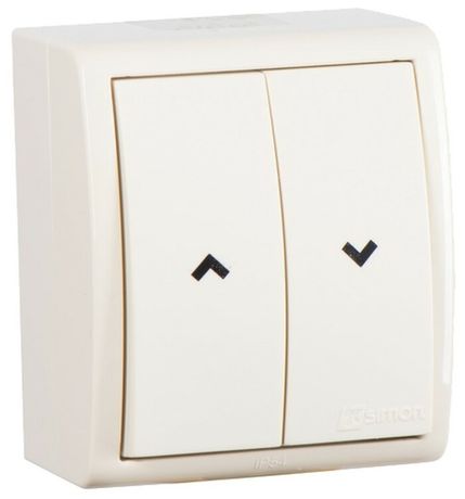 Двухклавишный кнопочный выключатель для жалюзи IP54 10A 250В цвета слоновая кость S15 Aqua | 1594332-031 Simon