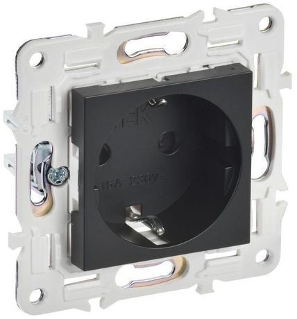 Розетка SKANDY 16А с заземл. защ. шторки безвинт. крепл. SK-R06Bl черн. IEK SK-R14-16-1-K02