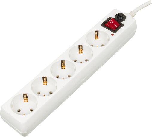Удлинитель с сетевым фильтром 5х5м заземл. 10А IP20 500SH-5-W 2.2кВт CCA бел. BURO 992295