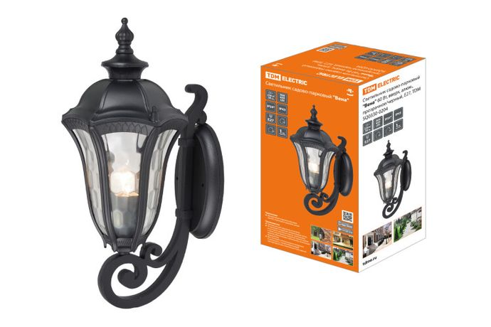 Светильник садово-парковый "Вена" 60 Вт, вверх, алюм., прозрачное/черный, Е27 | SQ0330-0204 TDM