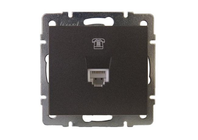 Механизм розетки телеф. Рейн евро черн. графит мат. Lezard 703-4188-137