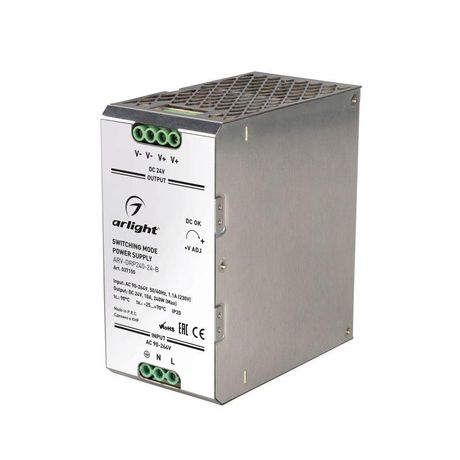 Блок питания ARV-DRP240-24-B (24V, 10A, 240W, PFC) (Arlight, IP20 Металл, 5 лет) | 037155 Arlight